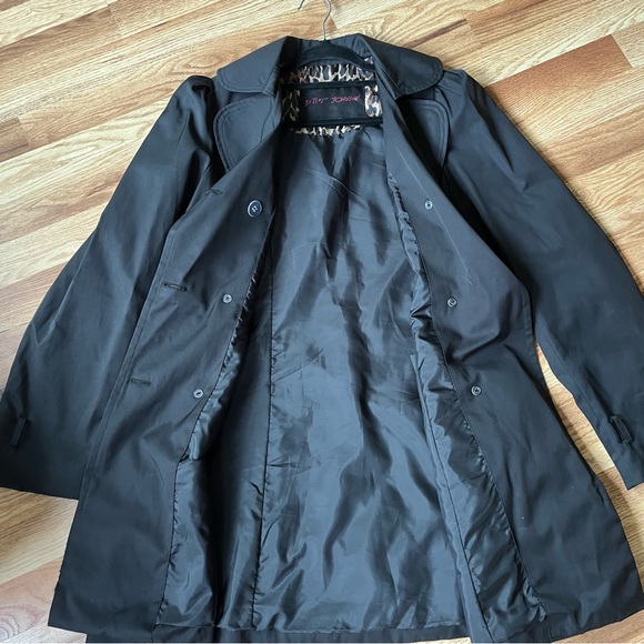 Betsey Johnson Black Trench Coat with Ruffled Hem - Picture 7 of 10